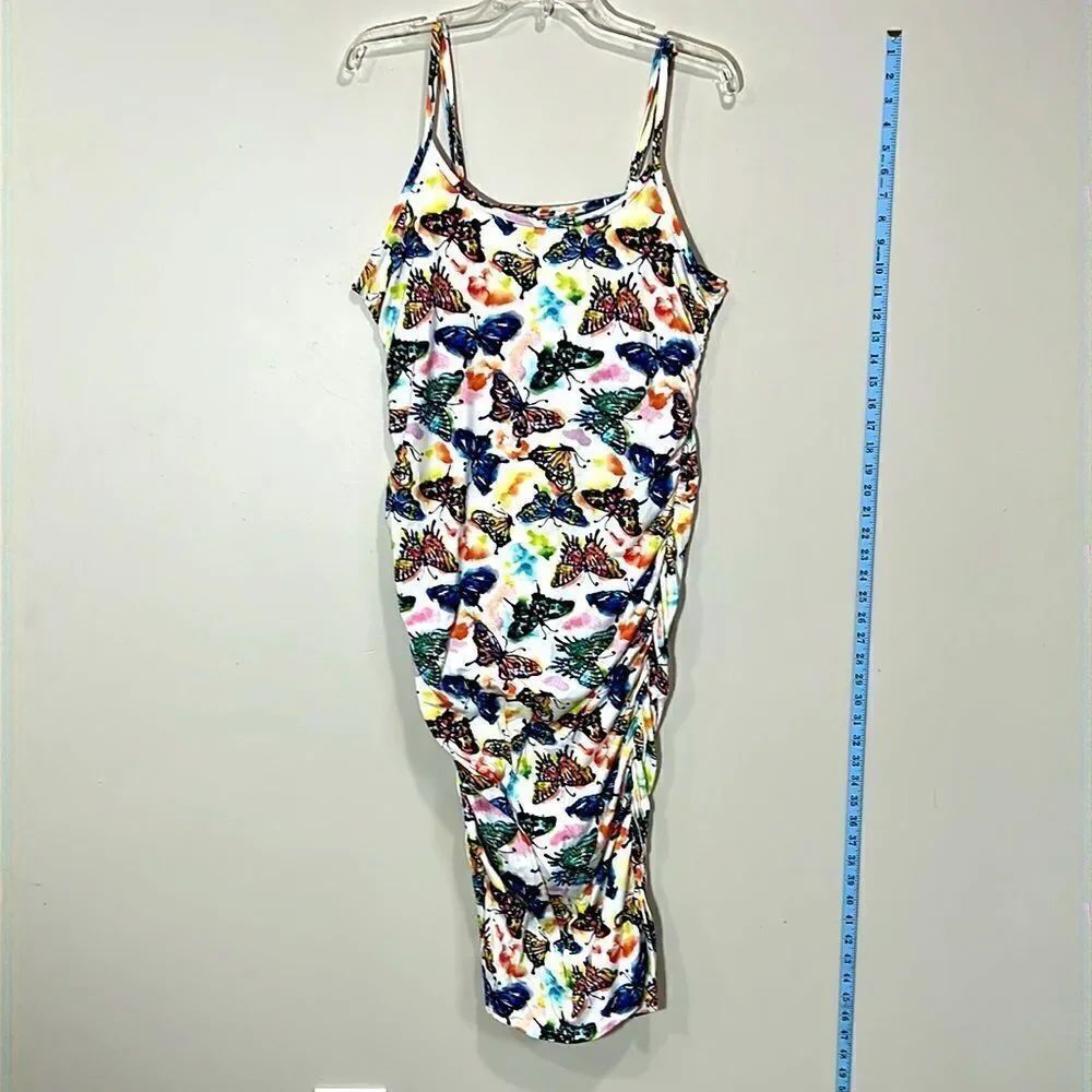 Cute White Plus Size Butterfly Print Dress. Size 1X.